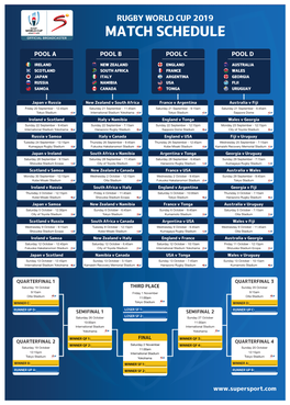 SS Rugby World Cup Schedule