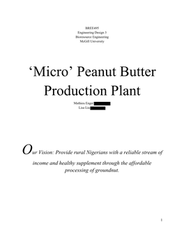 'Micro' Peanut Butter Production Plant
