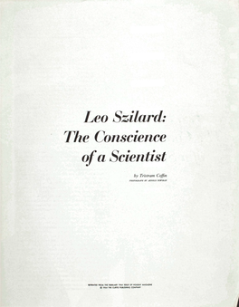 Leo Szilard: the Conscience of a Scientist