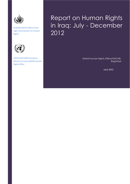 Report on Human Rights in Iraq: July – December 2012