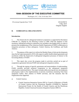 164Th SESSION of the EXECUTIVE COMMITTEE Washington, D.C., USA, 24-28 June 2019