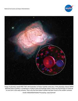 Image of Planetary Nebula NGC 7027 with Illustration of Helium Hydride Molecules