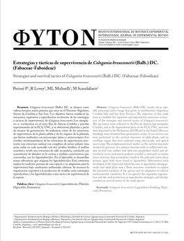 Strategies and Survival Tactics of Cologania Broussonetii (Balb.) DC