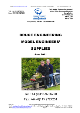 Bruce Engineering Model Engineers' Supplies