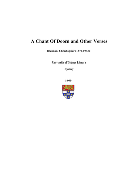 A Chant of Doom and Other Verses
