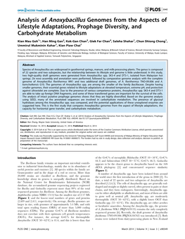 Analysis of Anoxybacillus Genomes from the Aspects of Lifestyle Adaptations, Prophage Diversity, and Carbohydrate Metabolism