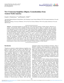 New Cretaceous Lungfishes (Dipnoi, Ceratodontidae) from Western North