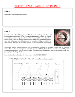Setting Valve Lash on an Inline 6