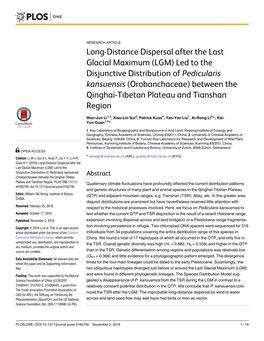 Long-Distance Dispersal After the Last Glacial Maximum
