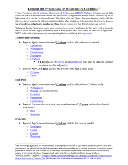 Essential Oil Preparations for Inflammatory Conditions1 2