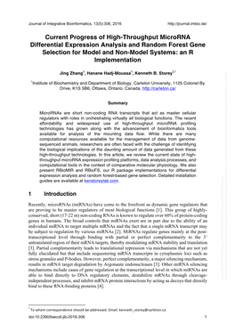 Current Progress of High-Throughput Microrna Differential Expression