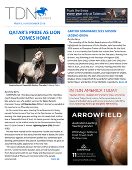 Qatar=S Pride As Lion Comes Home