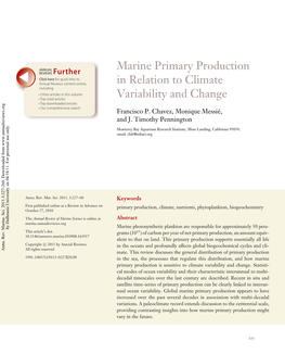 Marine Primary Production in Relation to Climate Variability and Change