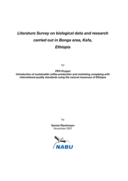 Literature Survey on Biological Data and Research Carried out in Bonga Area, Kafa, Ethiopia