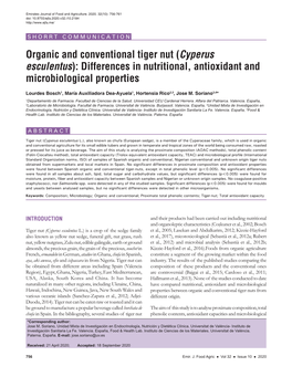 Cyperus Esculentus): Differences in Nutritional, Antioxidant and Microbiological Properties