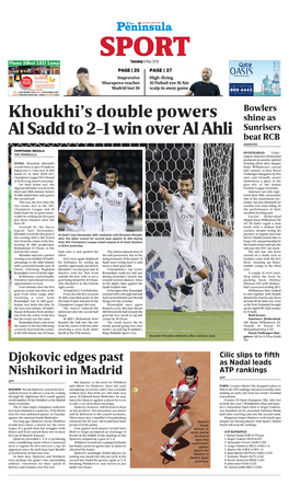 Khoukhi's Double Powers Al Sadd to 2-1 Win Over Al Ahli