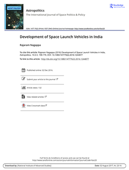 Development of Space Launch Vehicles in India