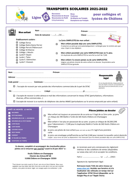 TRANSPORTS SCOLAIRES 2021-2022 Ligne Pour Collèges Et
