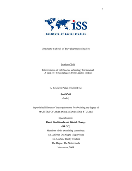 Jyoti Patil (India) in Partial Fulfillment of the Requirements for Obtaining the Degree of MASTERS of ARTS in DEVELOPMENT STUDIES