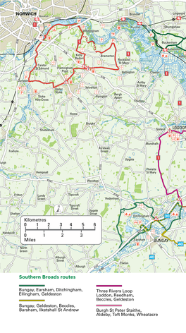 Southern Broads Routes 0 4 Kilometres 0 2