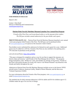 Patriots Point Naval & Maritime Museum Launches New Annual