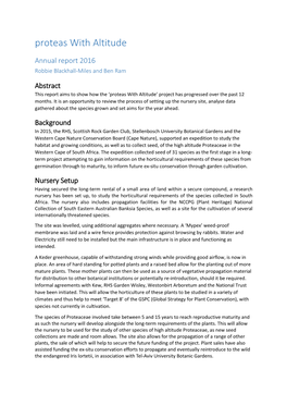 Proteas with Altitude Report 2016