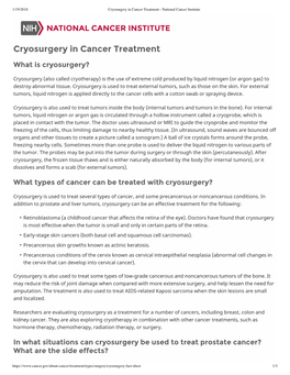 Cryosurgery in Cancer Treatment - National Cancer Institute