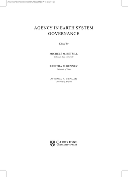 Introduction: Agency in Earth System Governance 3 Michele M