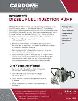 CPCX Cardone Reman Diesel Fuel Injection Pump Mkt(BRO)