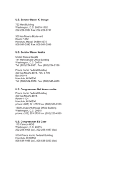 2006/01/25-Point of Contacts (State and Federal Agencies, Hawaii)