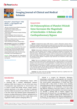 GG Polymorphism of Platelet ITGA2B Gene Increases the Magnitude of Interleukin-6 Release After Cardiopulmonary Bypass