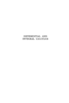 Differential and Integral Calculus Differential and Integral Calculus