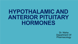 Anterior Pituitary Hormones