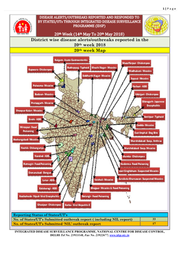 14Th May to 20Th May 2018) District Wise Disease Alerts/Outbreaks Reported in the 20Th Week 2018 20Th Week Map