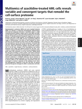 Multiomics of Azacitidine-Treated AML Cells Reveals Variable And