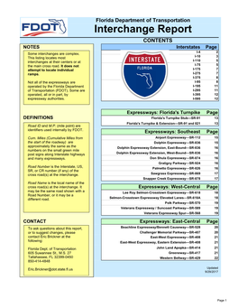 Interchange Report CONTENTS NOTES Interstates Page Some Interchanges Are Complex