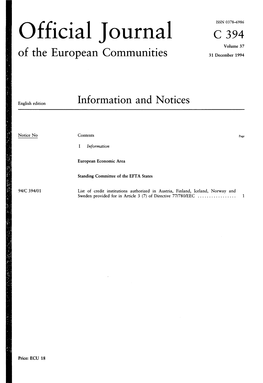 Official Journal C 394 Volume 37 of the European Communities 31 December 1994