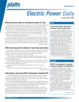 Electric Power Daily Tuesday, October 3, 2006