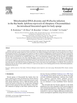 Mitochondrial DNA Diversity and Wolbachia Infection in The