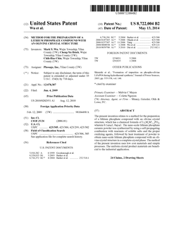 (12) United States Patent (10) Patent No.: US 8,722,004 B2 Wu Et Al