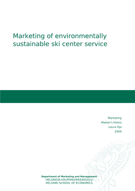 Marketing of Environmentally Sustainable Ski Center Service