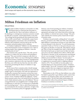 Milton Friedman on Inflation Edward Nelson
