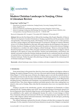 Modern Christian Landscape in Nanjing, China: a Literature Review