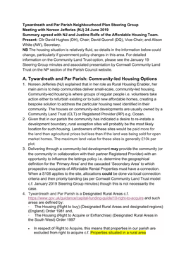 A. Tywardreath and Par Parish: Community-Led Housing Options 1