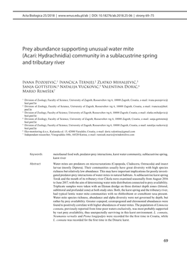 Acari: Hydrachnidia) Community in a Sublacustrine Spring and Tributary River