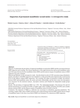 Impaction of Permanent Mandibular Second Molar: a Retrospective Study