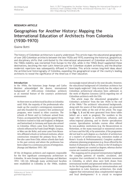 Mapping the International Education of Architects from Colombia (1930–1970)