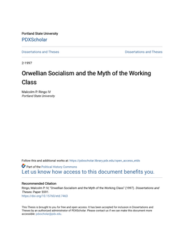 Orwellian Socialism and the Myth of the Working Class