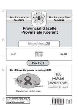 Provincial Gazette Provinsiale Koerant