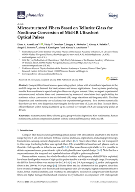 Microstructured Fibers Based on Tellurite Glass for Nonlinear Conversion of Mid-IR Ultrashort Optical Pulses